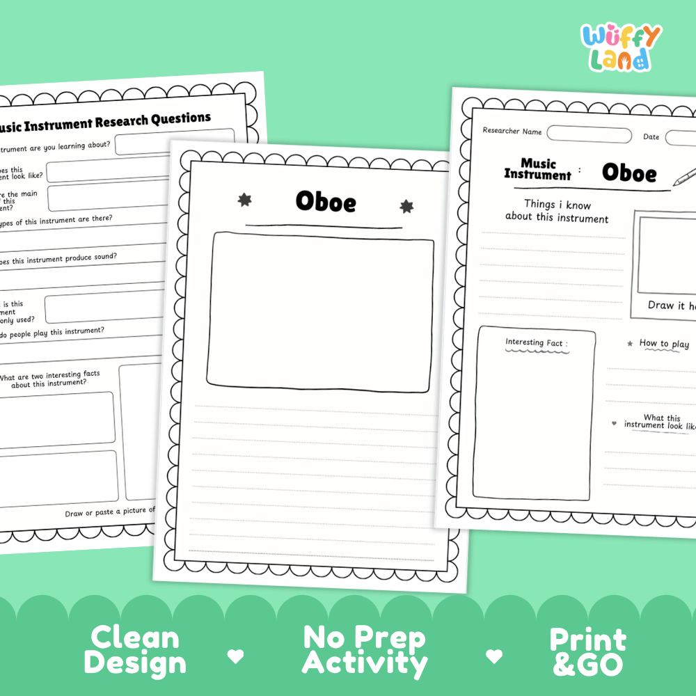 Oboe Music Research Page Worksheets