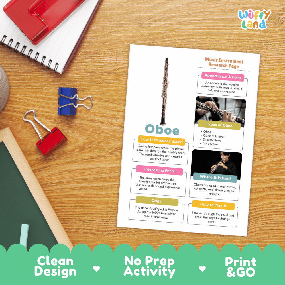 Oboe Music Research Page Worksheets