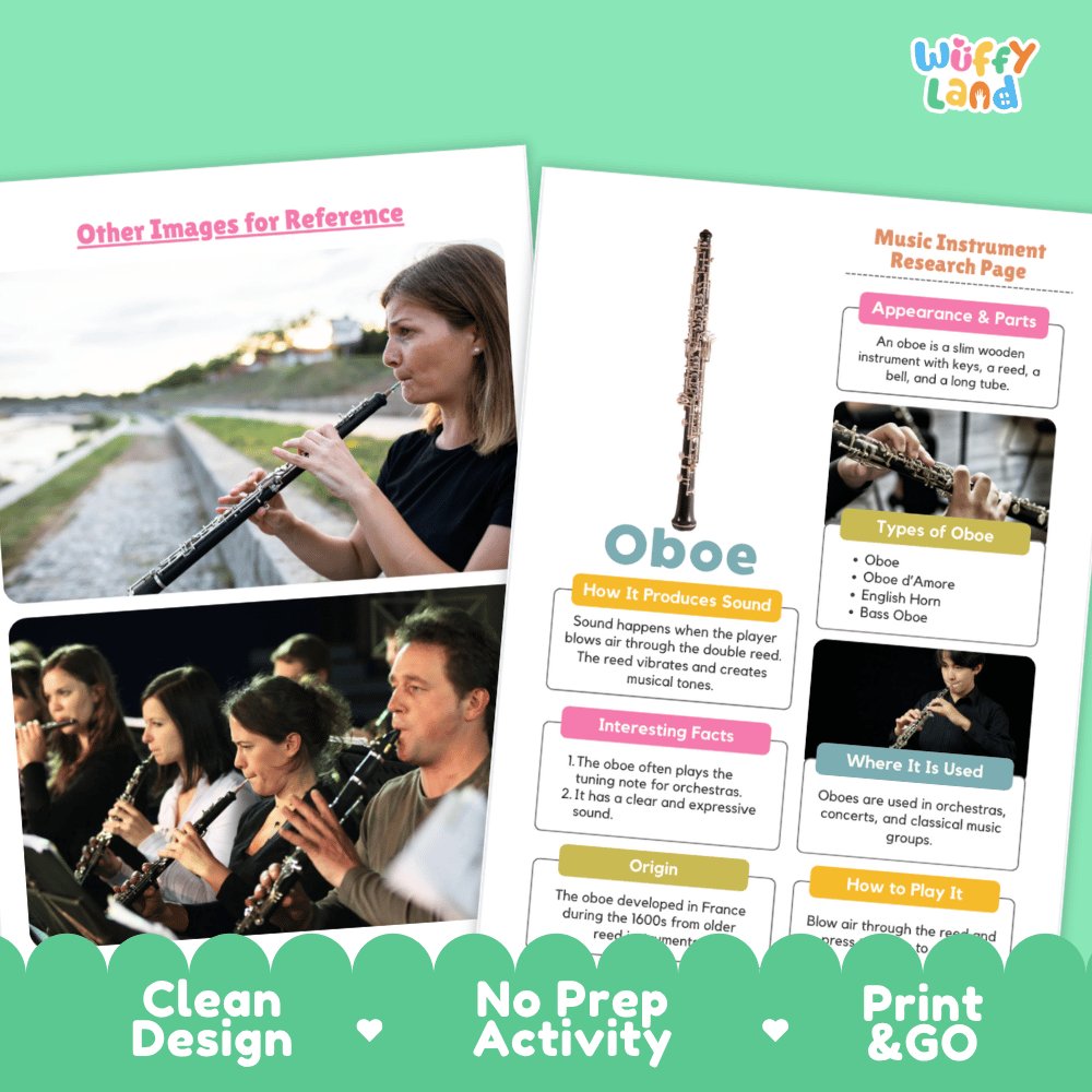 Oboe Music Research Page Worksheets