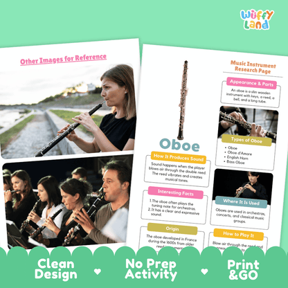Oboe Music Research Page Worksheets