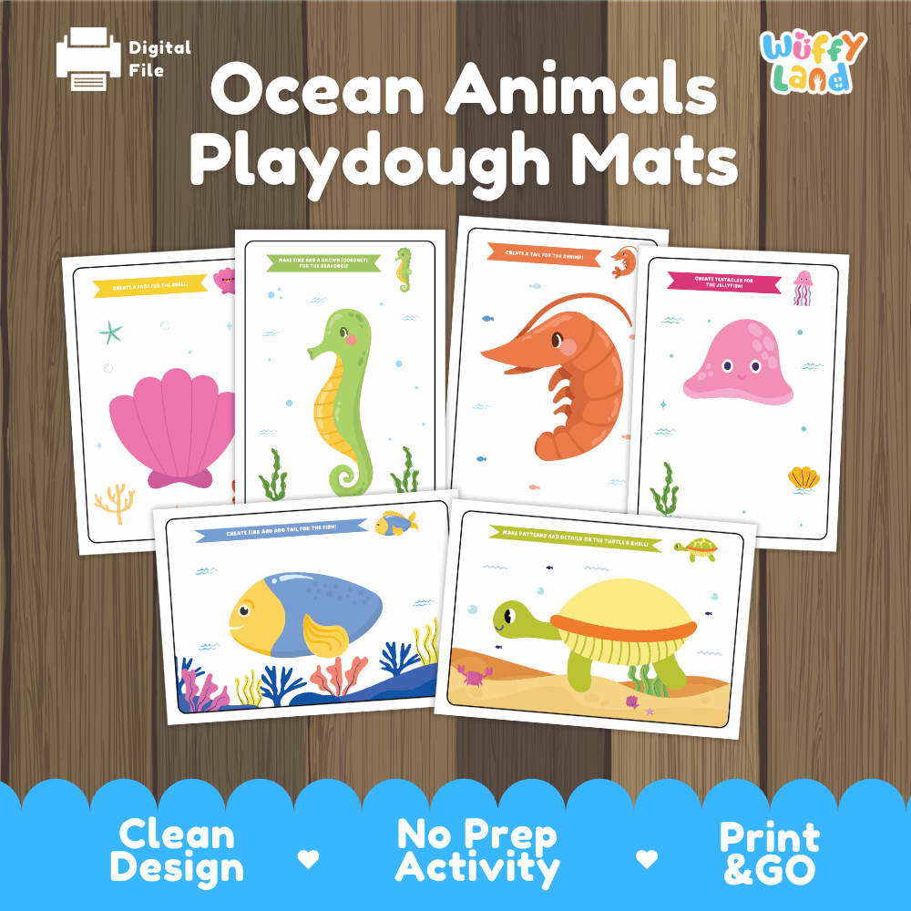 Ocean Animals Playdough Mats Fine Motor Activity