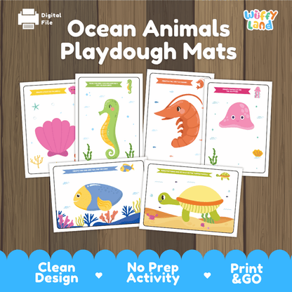 Ocean Animals Playdough Mats Fine Motor Activity