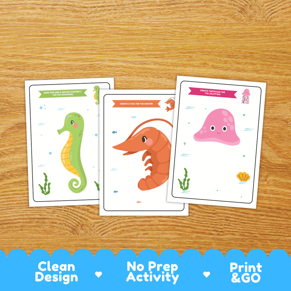 Ocean Animals Playdough Mats Fine Motor Activity