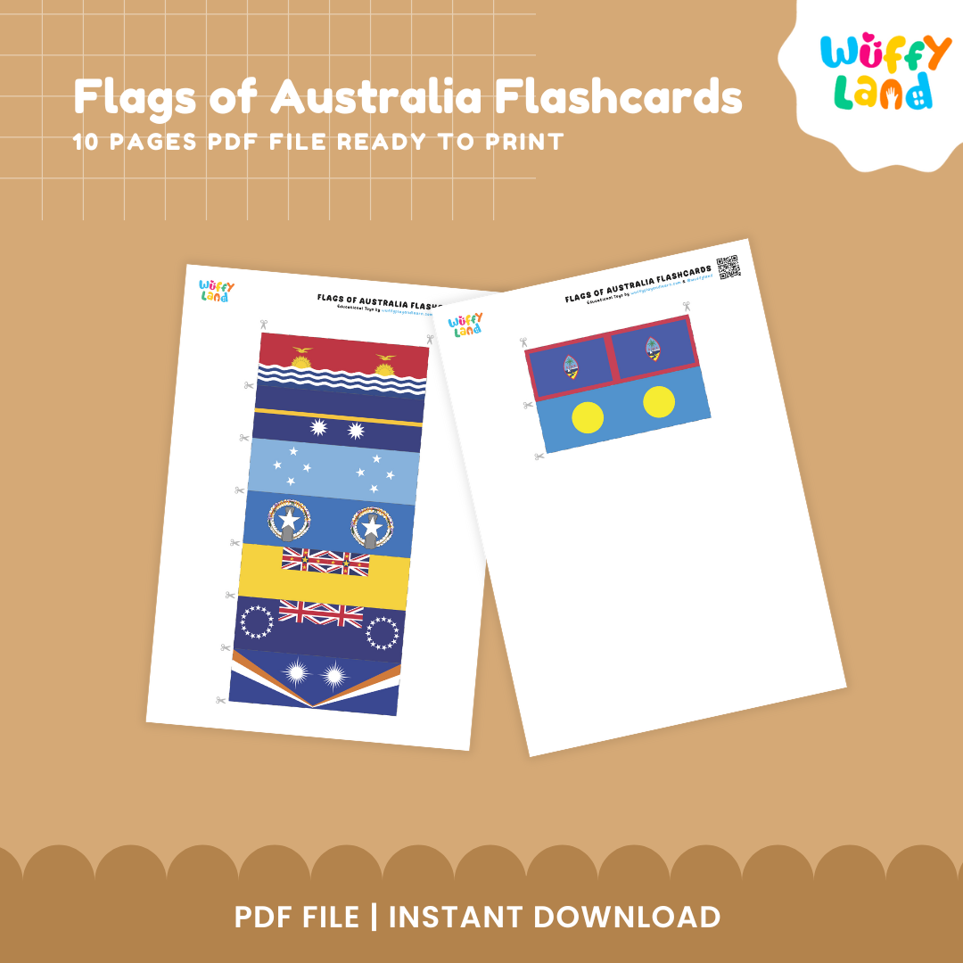 Oceania flags matching and learning cards for homeschool geography featuring Australia and Pacific island countries and territories