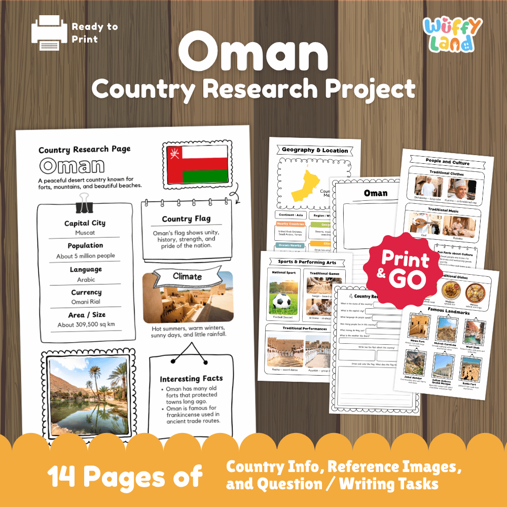 Oman Country Research Project Worksheets