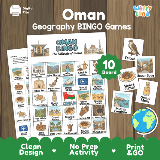 Oman Geography BINGO Game | Omani Culture and Landmarks Printable Activity