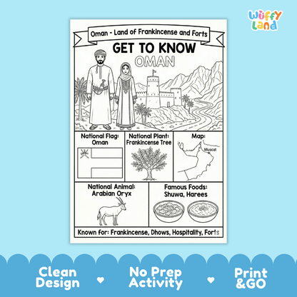 Oman Geography Coloring Poster Worksheets