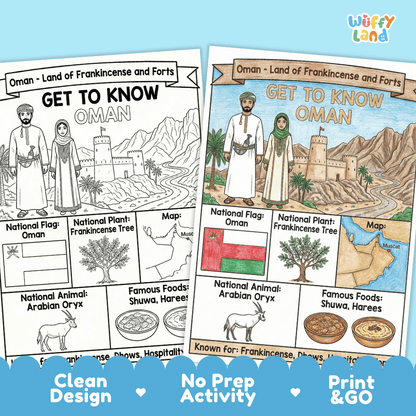 Oman Geography Coloring Poster Worksheets