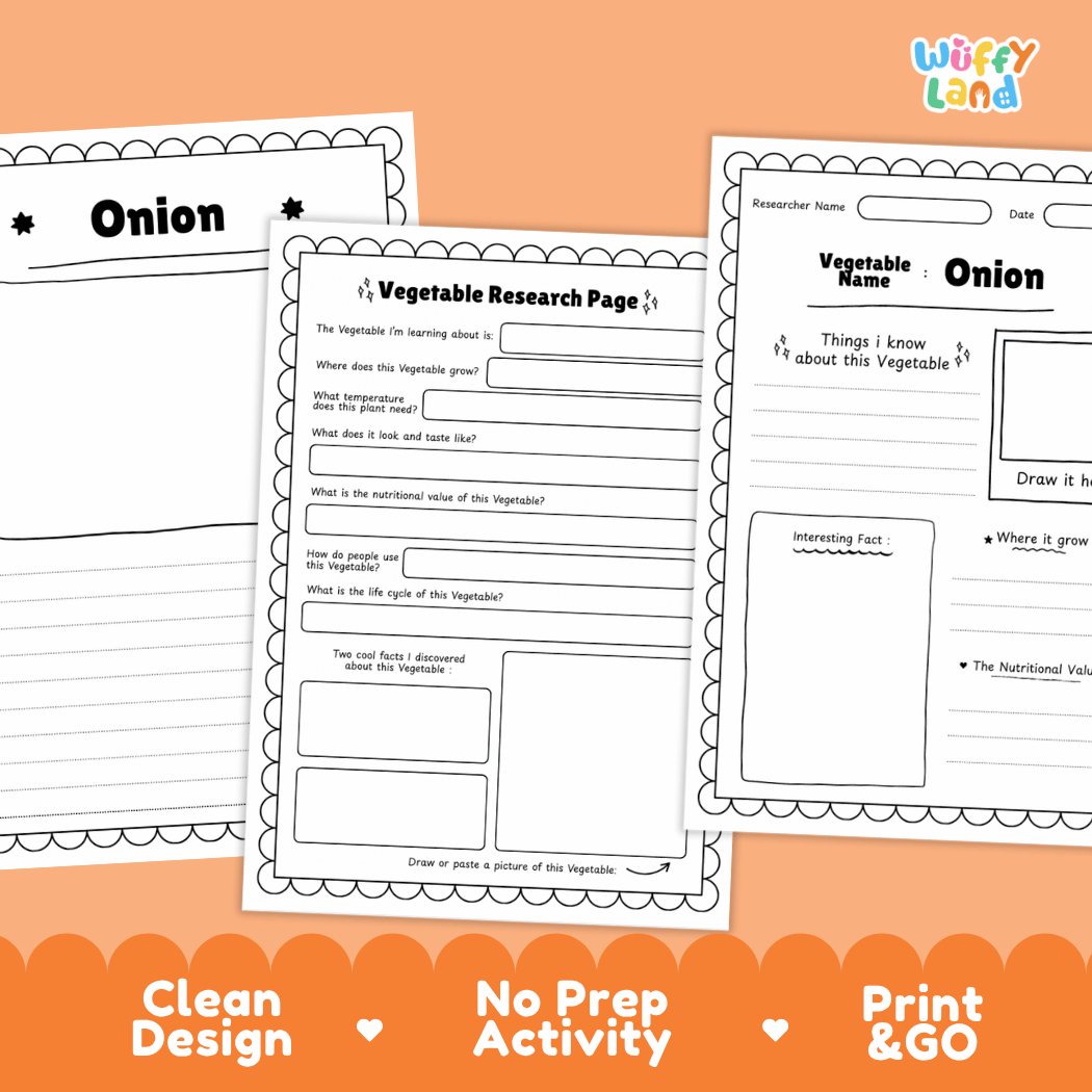 Onion Vegetable Research Page Science Worksheets and Fact Sheet
