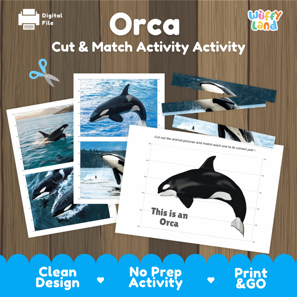 Orca Cut and Match Puzzle Activity Worksheets