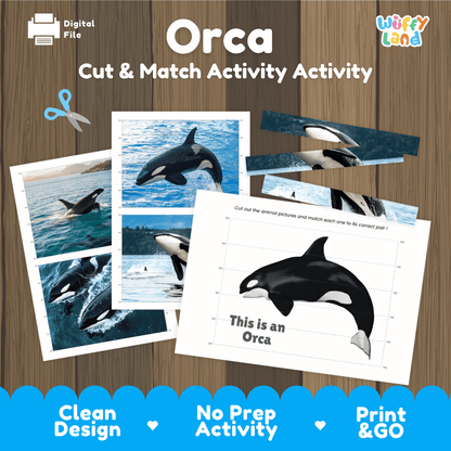 Orca Cut and Match Puzzle Activity Worksheets