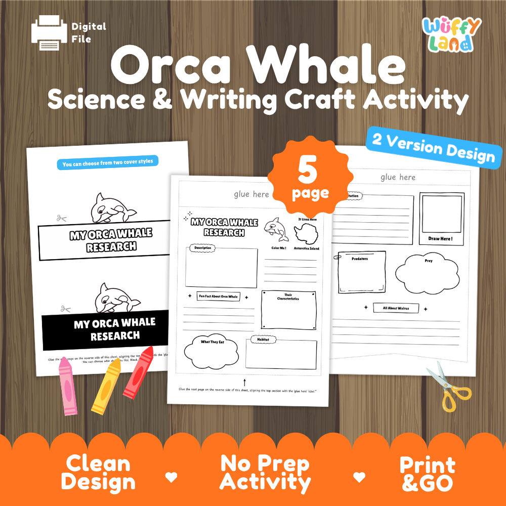 Orca Whale Science and Writing Craft Activity Worksheets