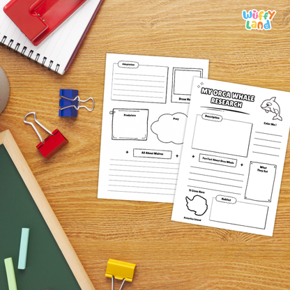 Orca Whale Science and Writing Craft Activity Worksheets