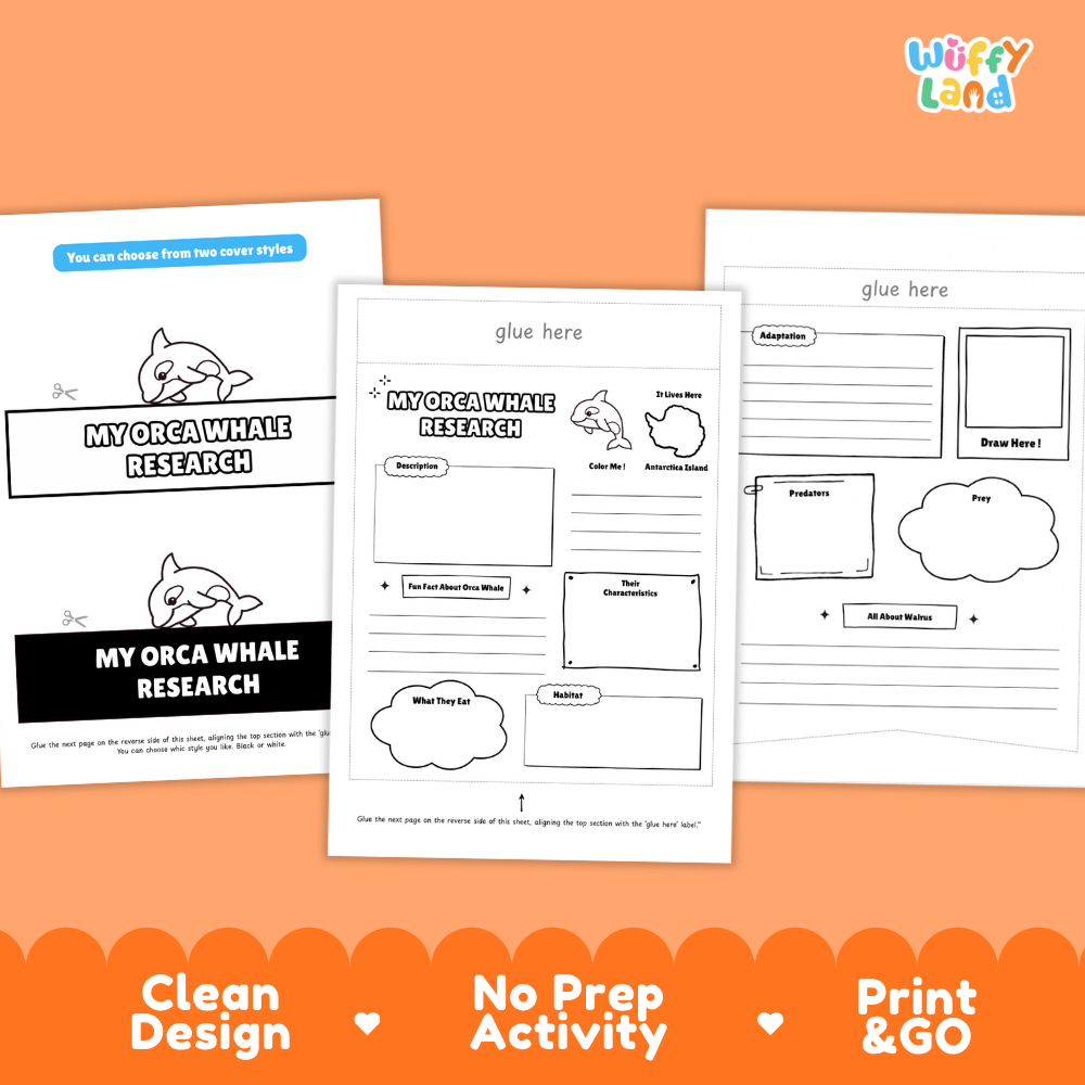 Orca Whale Science and Writing Craft Activity Worksheets