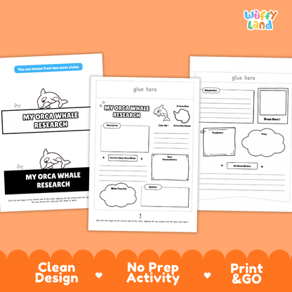 Orca Whale Science and Writing Craft Activity Worksheets