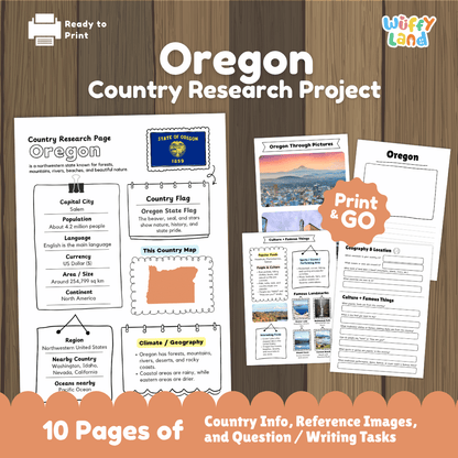 Oregon Country Research Project Worksheets and Activity Pages