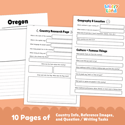 Oregon Country Research Project Worksheets and Activity Pages