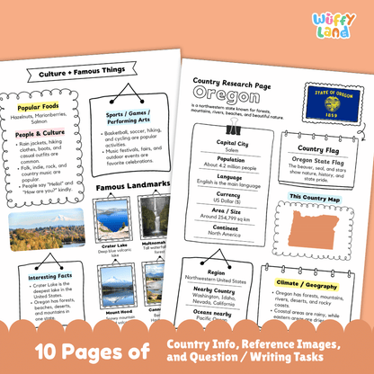 Oregon Country Research Project Worksheets and Activity Pages