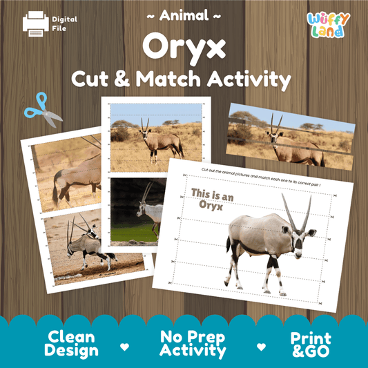 Oryx Cut and Match Activity Worksheets | Animal Puzzle Printables