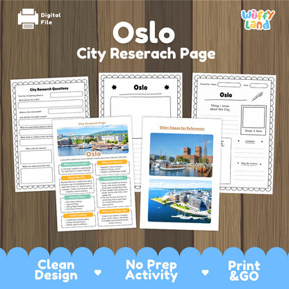 Oslo Norway City Research Project Activity Worksheets and Fact Sheet