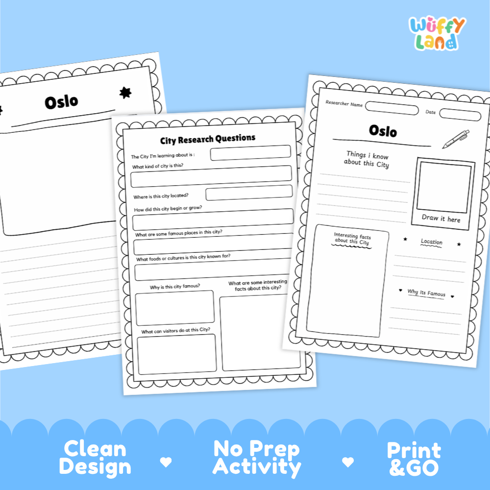 Oslo Norway City Research Project Activity Worksheets and Fact Sheet