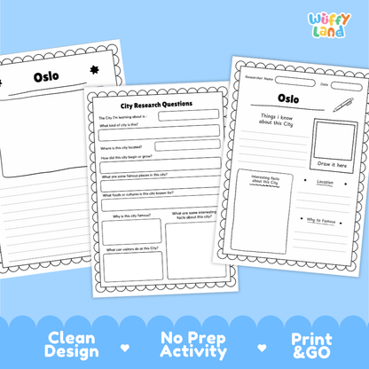 Oslo Norway City Research Project Activity Worksheets and Fact Sheet
