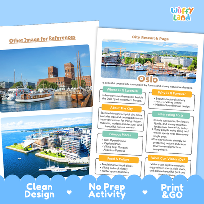 Oslo Norway City Research Project Activity Worksheets and Fact Sheet