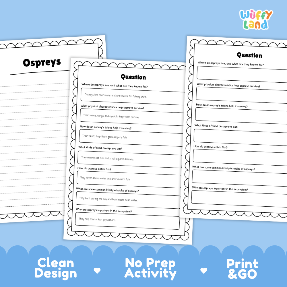 Osprey Reading Passage and Comprehension Questions Worksheets