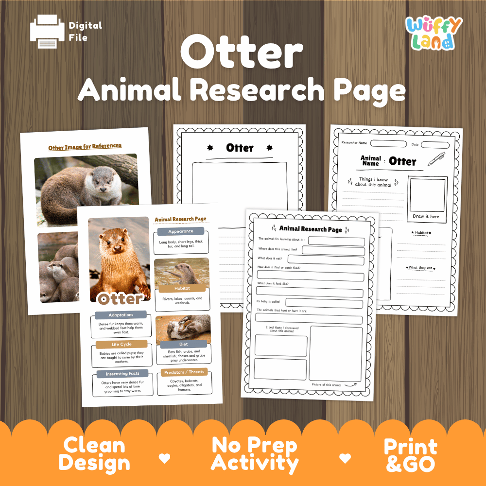 Otter Animal Research Page Worksheets