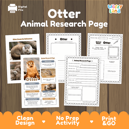 Otter Animal Research Page Worksheets
