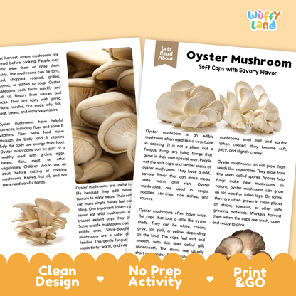 Teacher answer key page showing complete question solutions for oyster mushroom reading comprehension practice