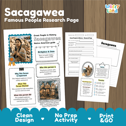 Sacagawea Famous People Research Page Worksheets
