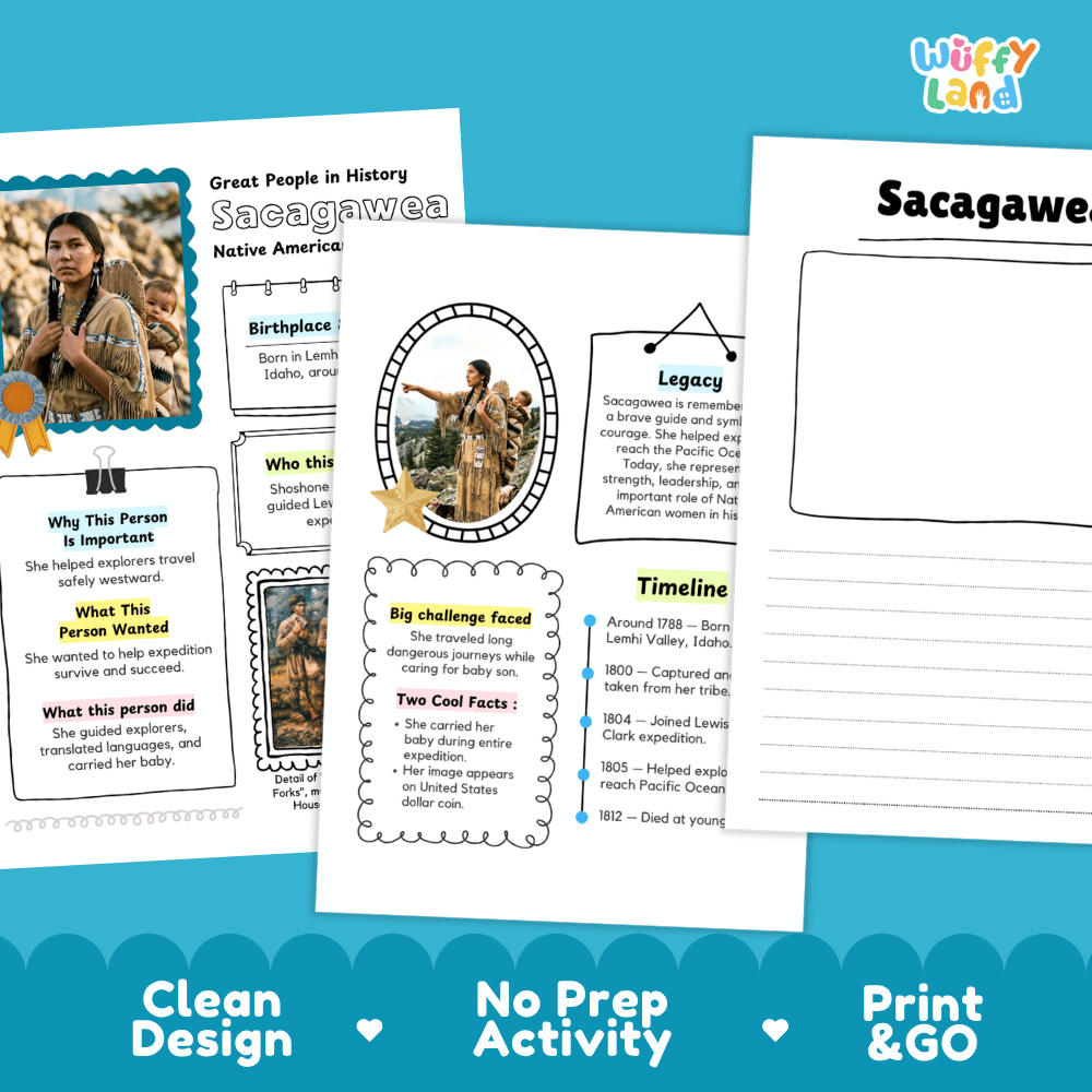 Sacagawea Famous People Research Page Worksheets