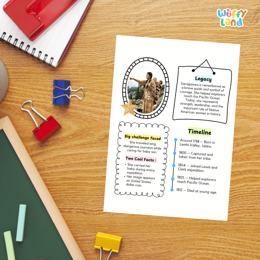 Sacagawea Famous People Research Page Worksheets
