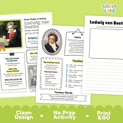 Ludwig van Beethoven Biography Research Project and Worksheets - Famous People in History