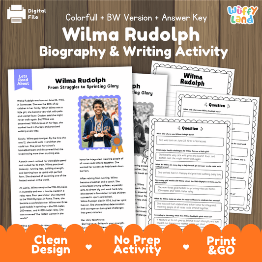 Wilma Rudolph Biography Reading Passage and Writing Activity Worksheets