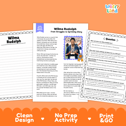Wilma Rudolph Biography Reading Passage and Writing Activity Worksheets