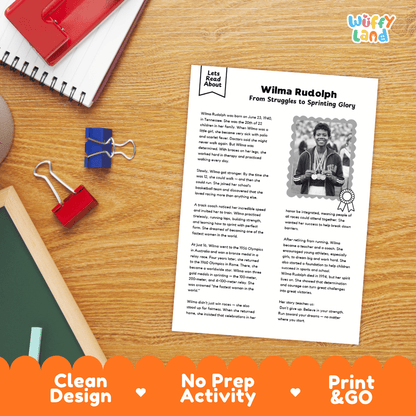 Wilma Rudolph Biography Reading Passage and Writing Activity Worksheets