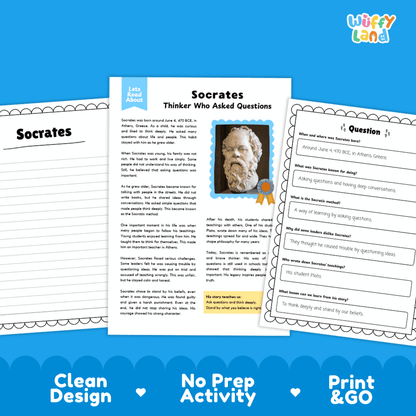 Socrates Biography Reading Passage and Writing Activity Worksheets