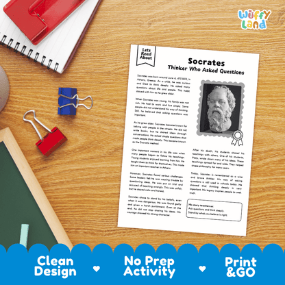 Socrates Biography Reading Passage and Writing Activity Worksheets
