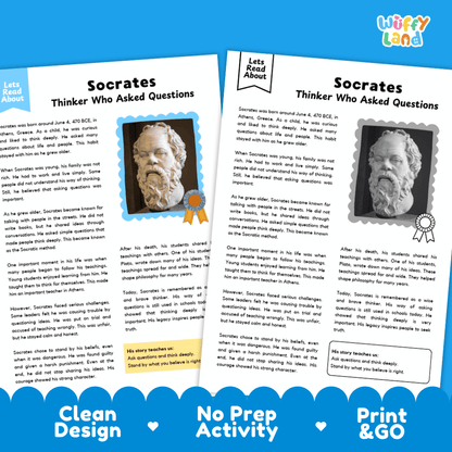 Socrates Biography Reading Passage and Writing Activity Worksheets
