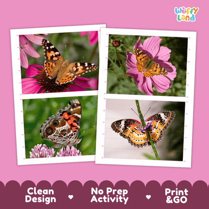 Painted Lady Butterfly Cut and Match Activity Printables Worksheets