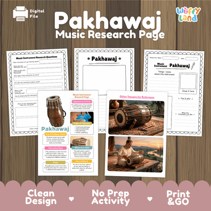 Pakhawaj Music Research Page Worksheets and Information Poster