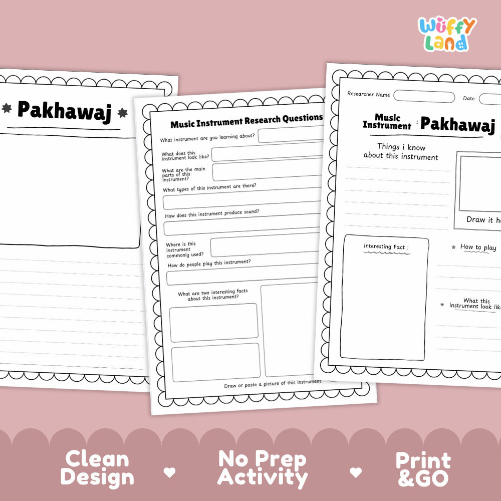 Pakhawaj Music Research Page Worksheets and Information Poster