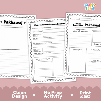 Pakhawaj Music Research Page Worksheets and Information Poster