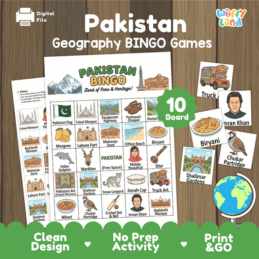 Pakistan Geography Bingo Game Printable Activity