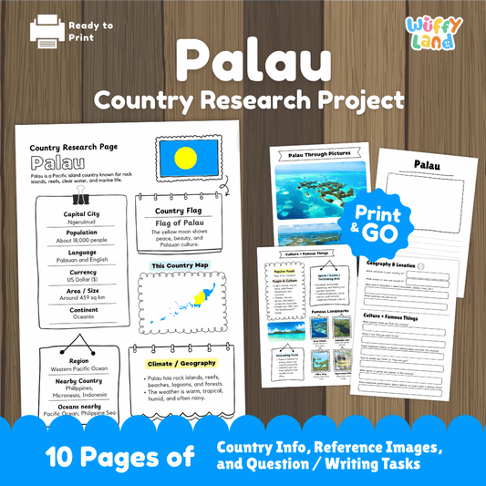 Palau Country Research Project Worksheets and Activity Pages