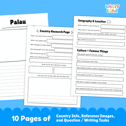 Palau Country Research Project Worksheets and Activity Pages