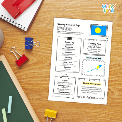 Palau Country Research Project Worksheets and Activity Pages