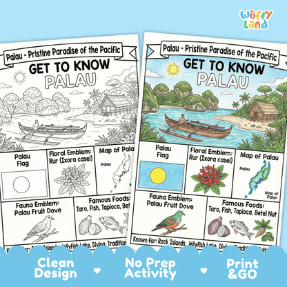 Palau Geography Coloring Poster | Oceania Country Study Research Worksheet Activity